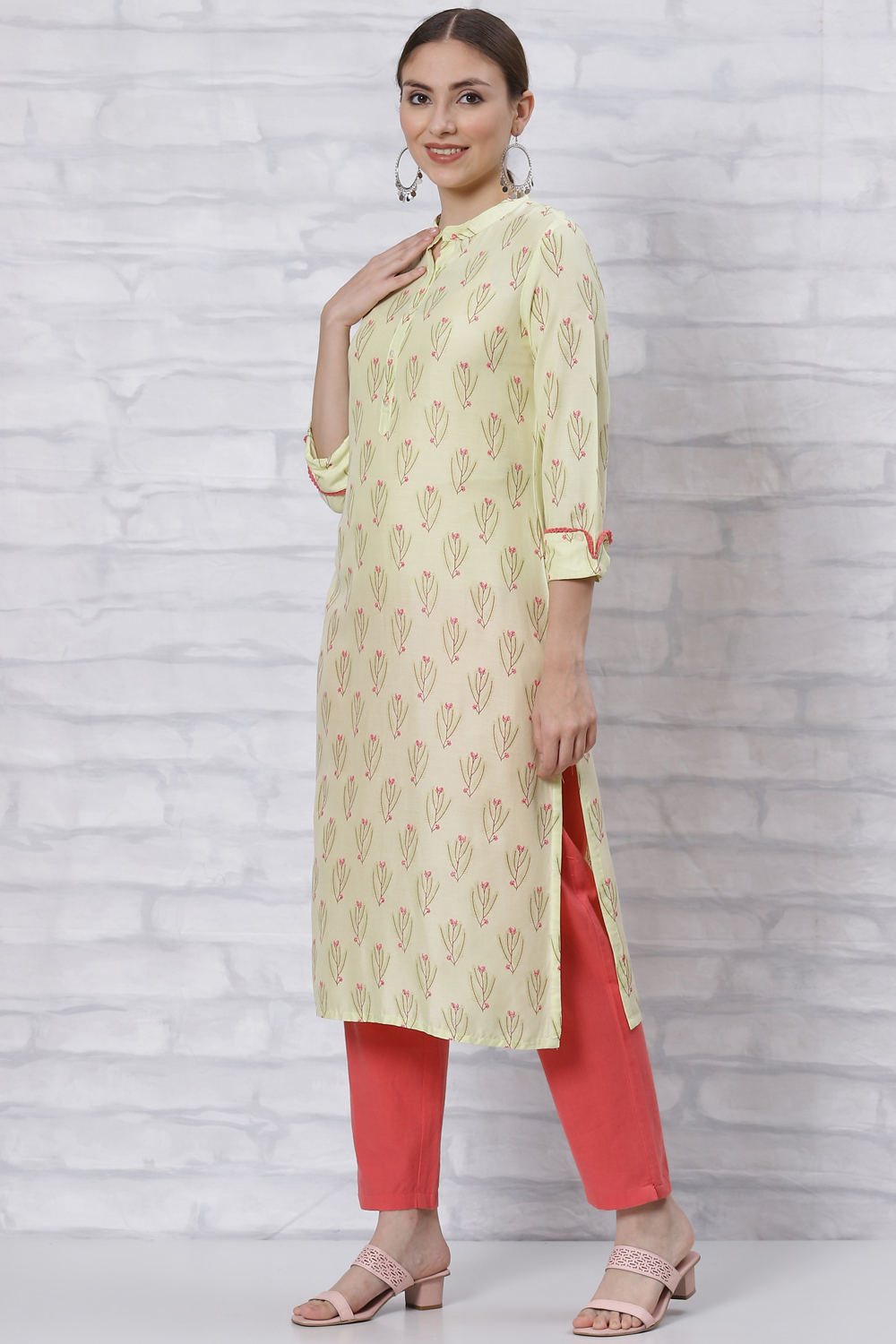 Buy Lemon Straight Printed Kurta 1N by Rangriti